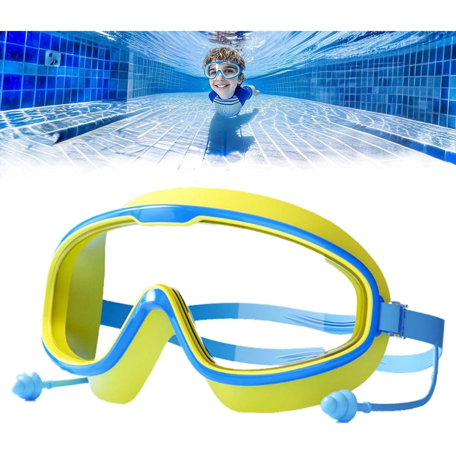Goggles, Hd Children s Large Frame Waterproof and Anti-Fog Leak Proof Kids Swimming Goggles for Kids Age 3-16 жёлтый