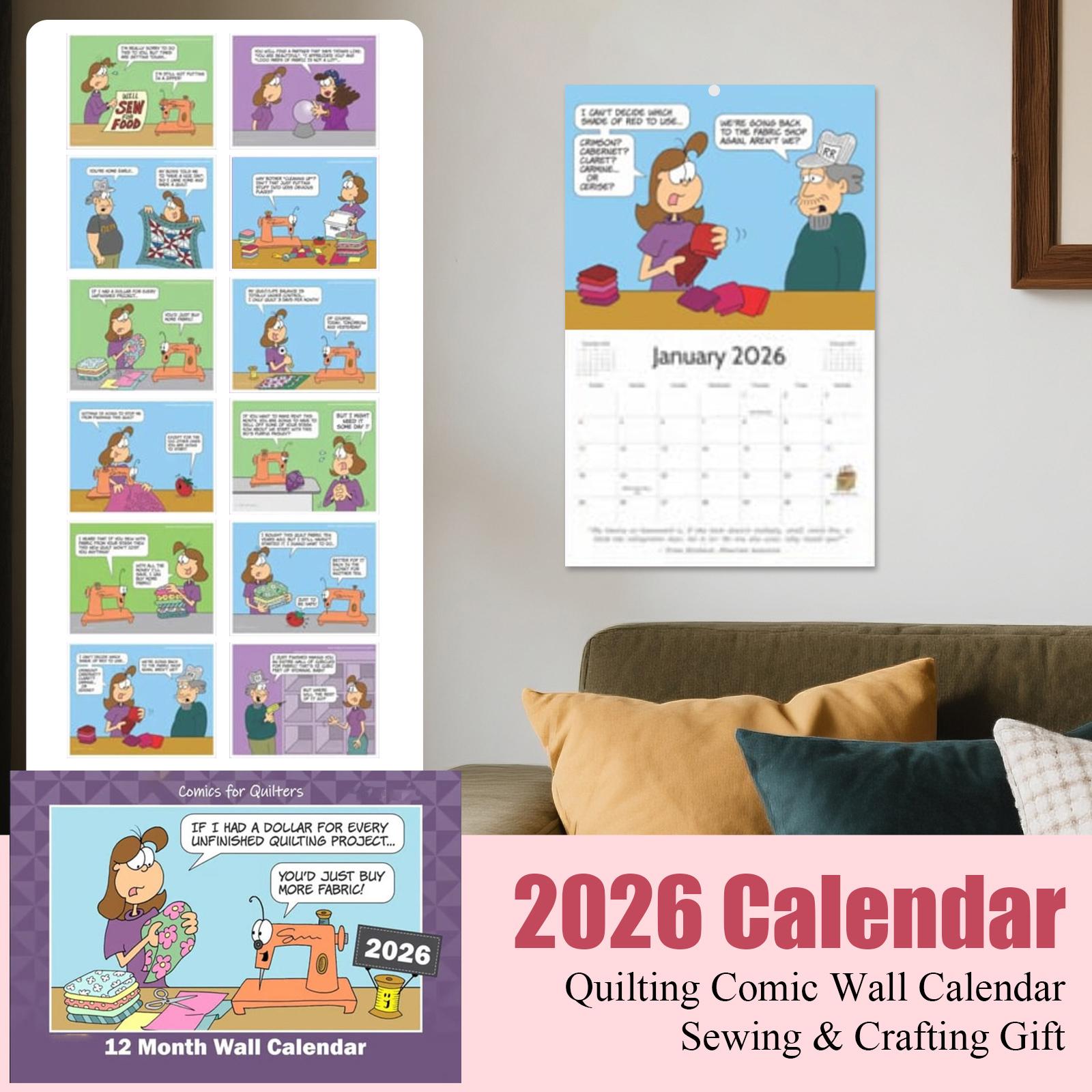 

Quilting Comic Wall Calendar Sewing & Crafting Gift One Size