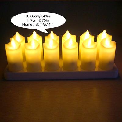 Flickering Flameless Candles Pack of 12 Rechargeable Realistic LED Candles with 4-Key Remote