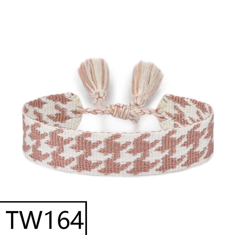 Handmade Bohemian Embroidered Logo Tassel Bracelet - Ethnic Style Friendship Band