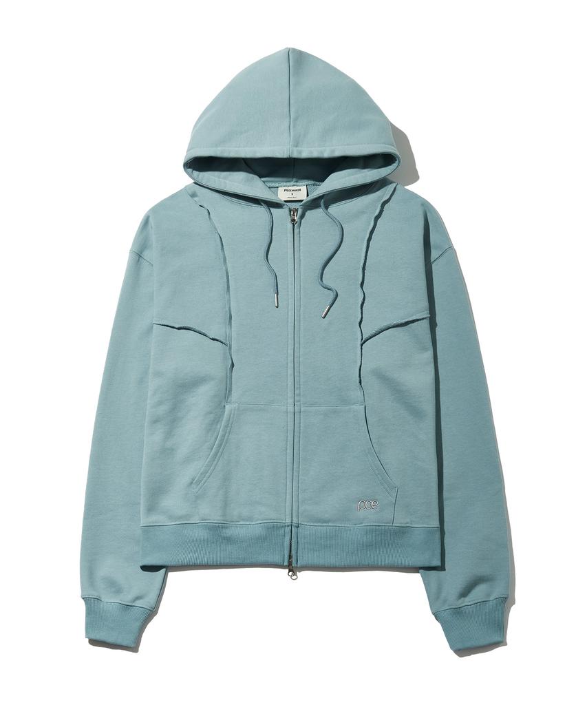 Peace Maker Low Cut Heavy Sweat Zip-Up Hoodie (Sky Blue)