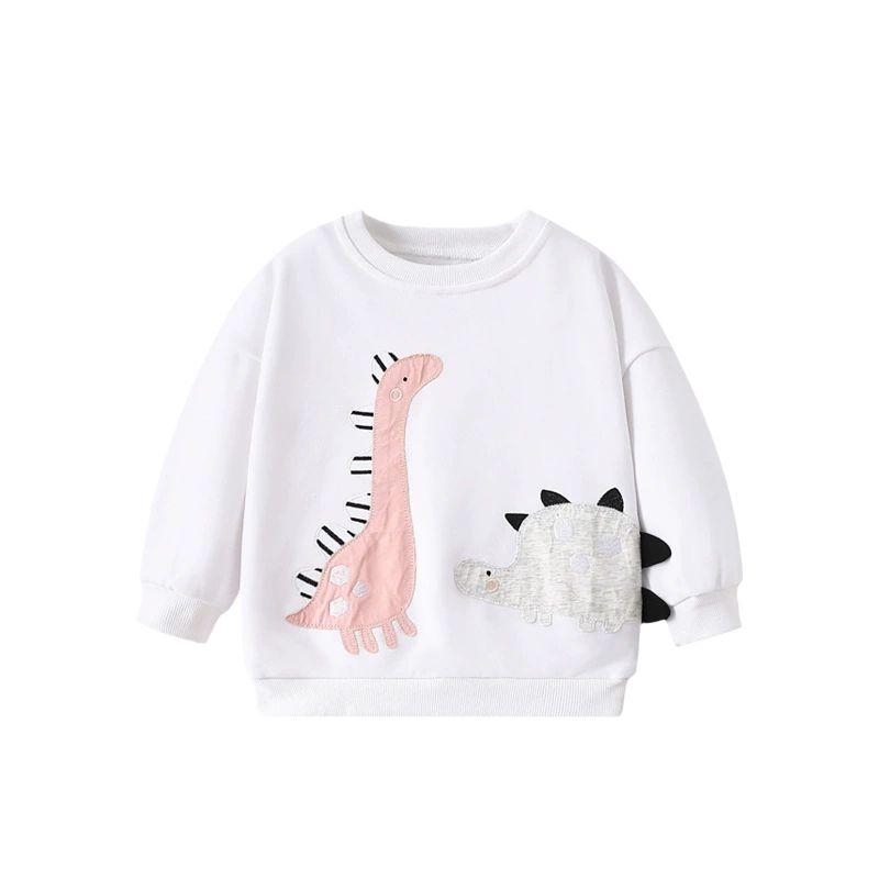 Girls' Dinosaur Sweatshirt Spring and Autumn Children's Clothing Casual Round Neck Long-Sleeved Top Children's Pullover Clothes