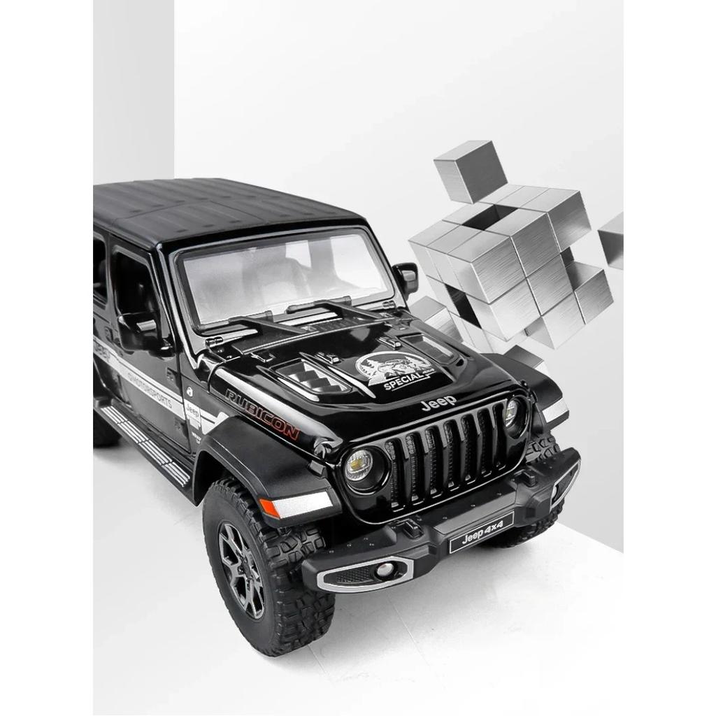 1/22 Jeeps Wrangler Rubicon Alloy Model Car Toy Diecasts Metal Casting Pull Back Sound and Light Car Toys for Children Vehicle
