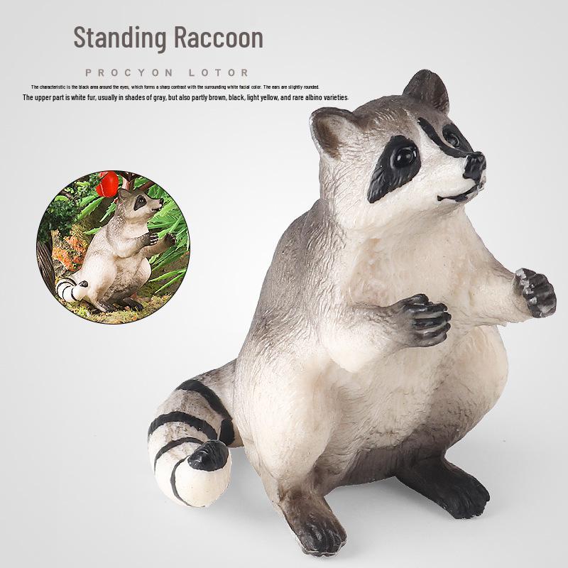 Wild Animal Simulation Model: Raccoon, Angora Goat, Squirrel Ornament Toy Set