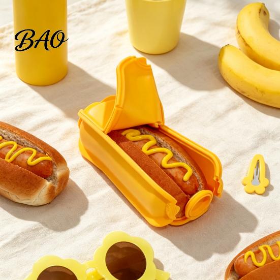 Portable Lunch Box Food-grade Silicone Taco Holder, Flip-top Buckle Design Burrito Storage Compact Food Keeper Box, Leak-proof Handling for