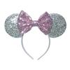 Silver Shinny Mouse Ears Headband For Girls Shinny Sequin Bow Hairband Festival Party Cosplay DIY Hair Accessories