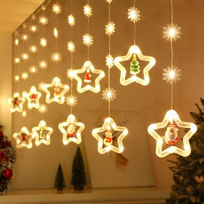 Cross-border Christmas Decoration Lights Pentagram Curtain Lights LED Lights Star Ice Strip Lights