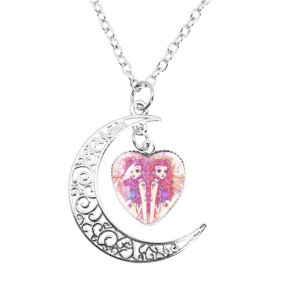 Anime Paradise Kiss Yukari Hayasaka Miwako Sakurada The Moon Necklace Glass Heart Shape Pendant Necklace Jewelry Charm Fans Gift