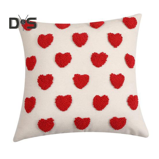 Наволочка на День святого Валентина с вышивкой в виде 3D-сердца короткая плюшевая блестящая 4545 см скрытая застежка-молния наволочка для подушки украшение для спальни гостиной дивана 980₽