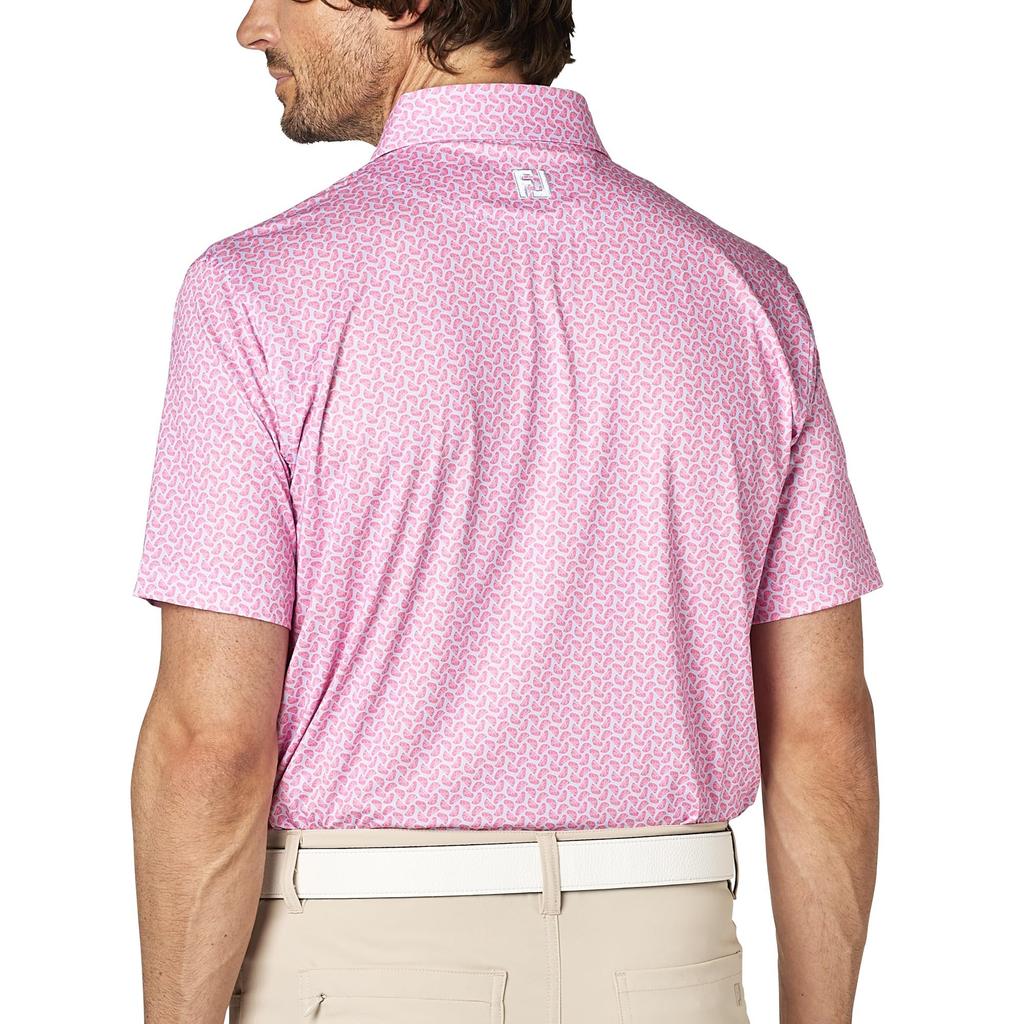 FootJoy Men's Citrus Print Short Sleeve Golf Shirt, Pink Lemonade, Size Small (FJ-S25-S19, 34565-S)