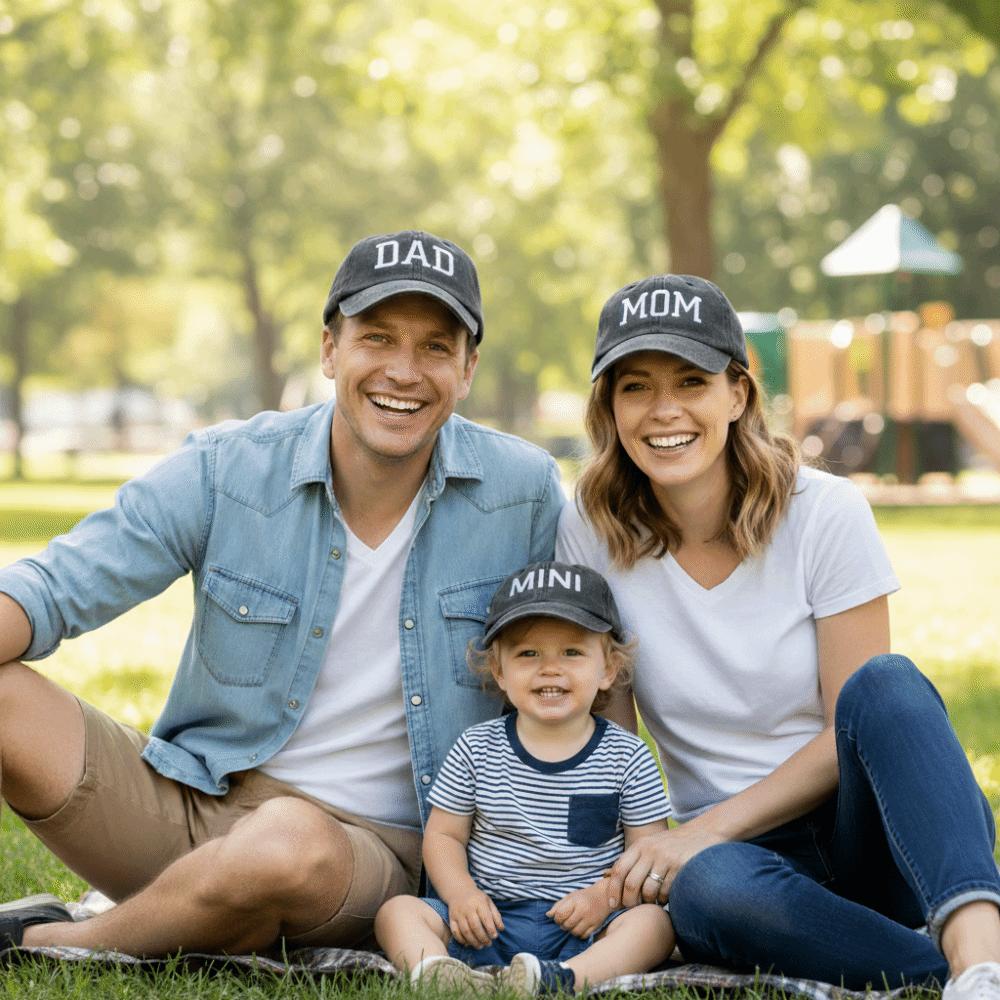 Vintage Parent-child Baseball Hats Adjustable Baseball Cap Fashion DAD MOM MINI Embroidery Caps