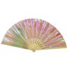 Folding Fan Colorful Handheld Fan with Bamboo Bones for Festivals Rave Parties Performance Home Decoration