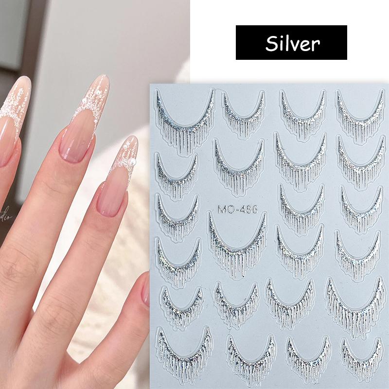 Glitter Starlight Rhinestones 5D Nail Stickers Gold Silver Bronzing Star Sun Adhesive Slider Nail Art Decorations Manicure Decal
