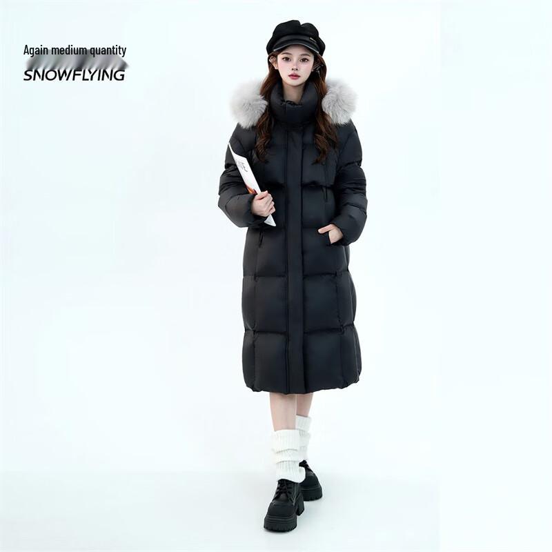 

SNOWFLYING Women s Long Thickened Hooded Down Jacket L