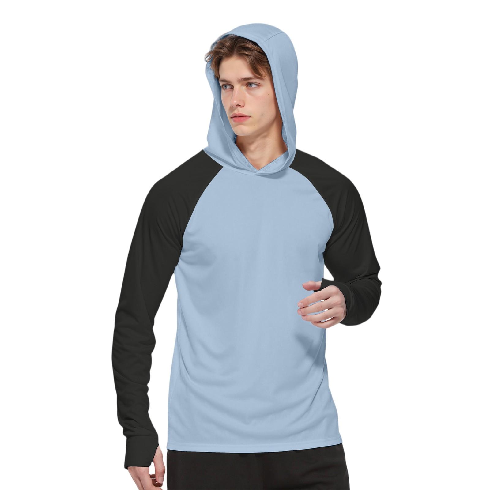 Men s Fashion Printed Long Sleeve Shirt /UV Hoodie XXL синий