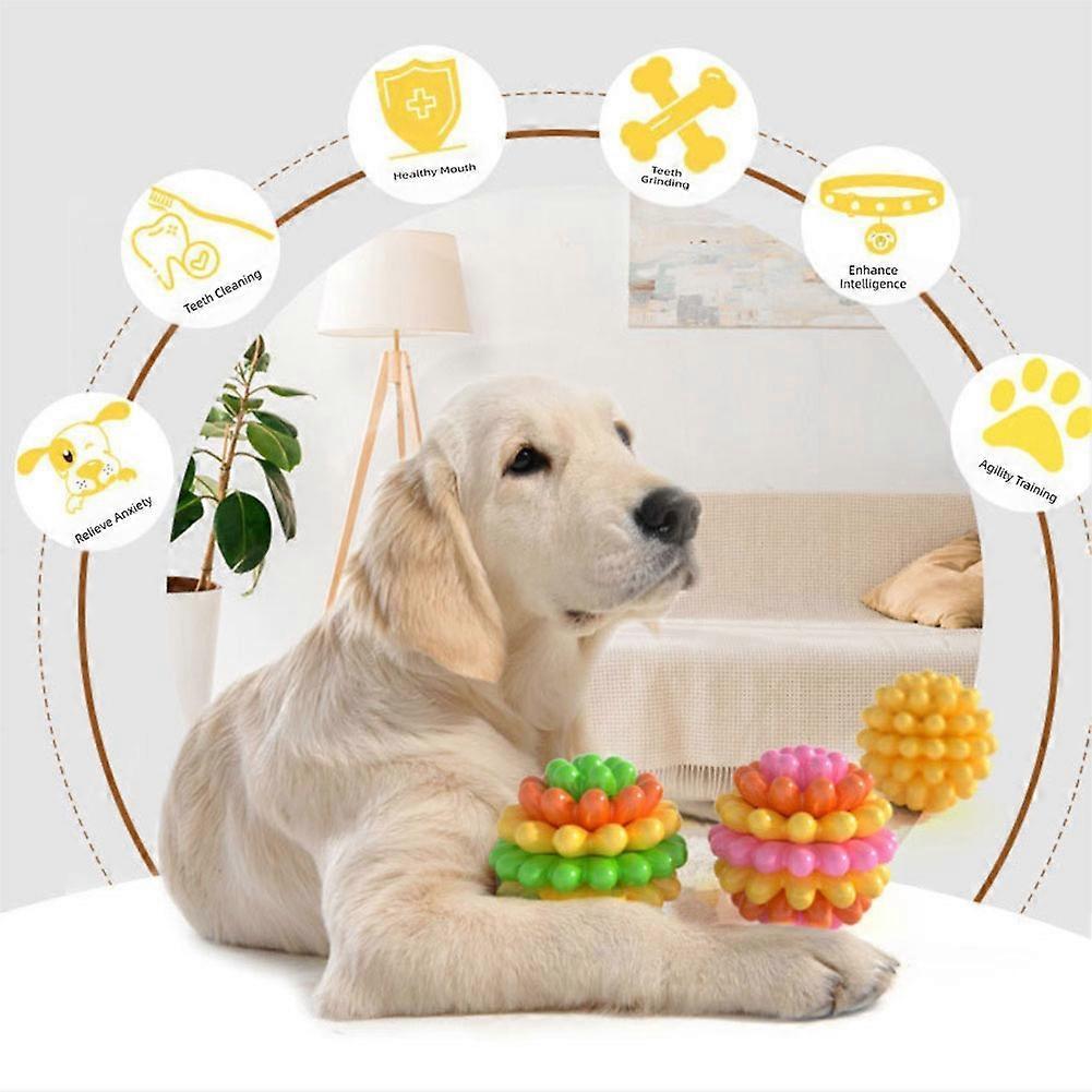 Colorful Chew Toy Ball for Dogs, Multifunctional Interactive Soft Rubber Chew Teething Ball for Pets