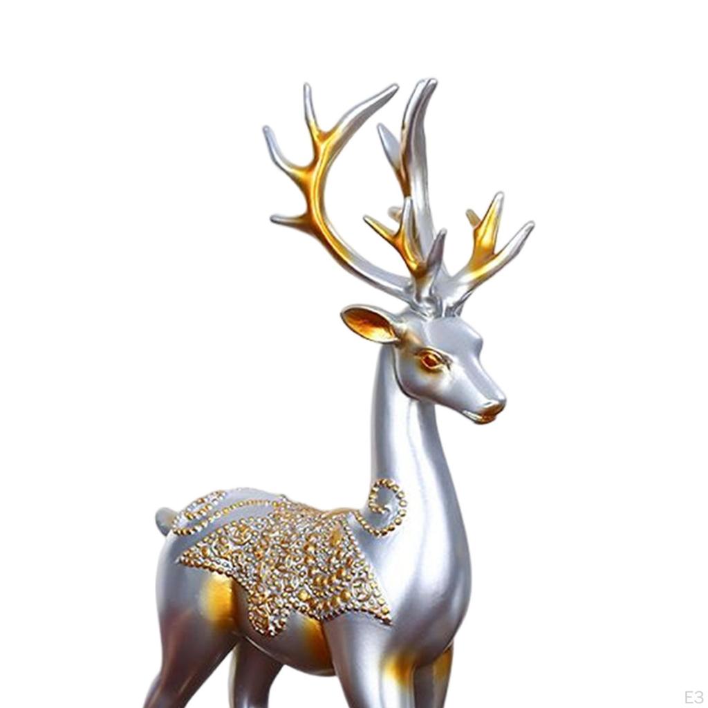 2 Pieces Deer Couple Statue Decoration Home Decor for Living Room Bedroom Desktop Wedding