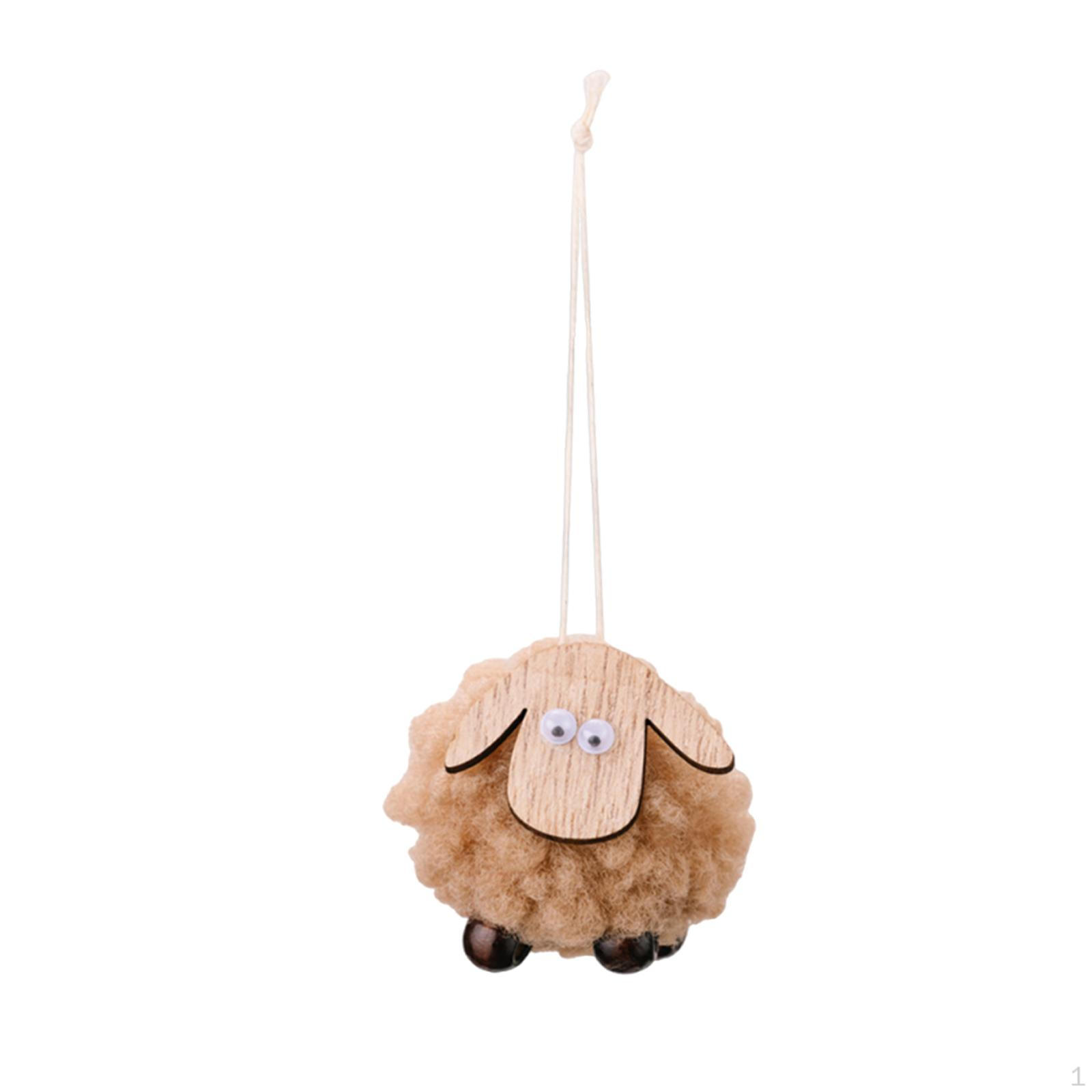 

Christmas Lamb Ornament Decoration Lovely Wooly Sheep Hanging for Home Holiday коричневый