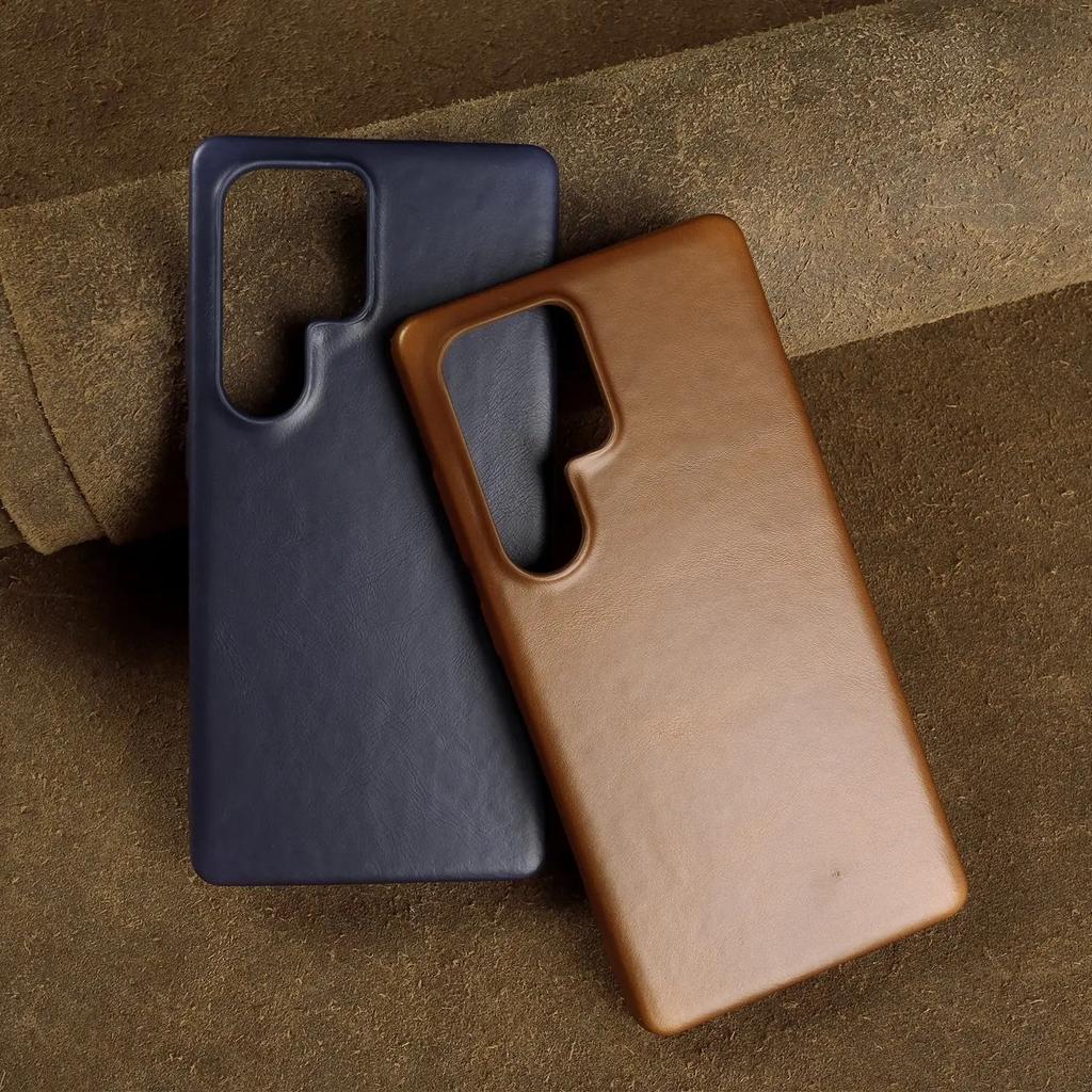 Premium Glossy Leather Full Coverage Case For Samsung S25 Ultra Galaxy S24 Plus S23 S22 S21 S20 FE Note20 S25Edge Magnetic Cover