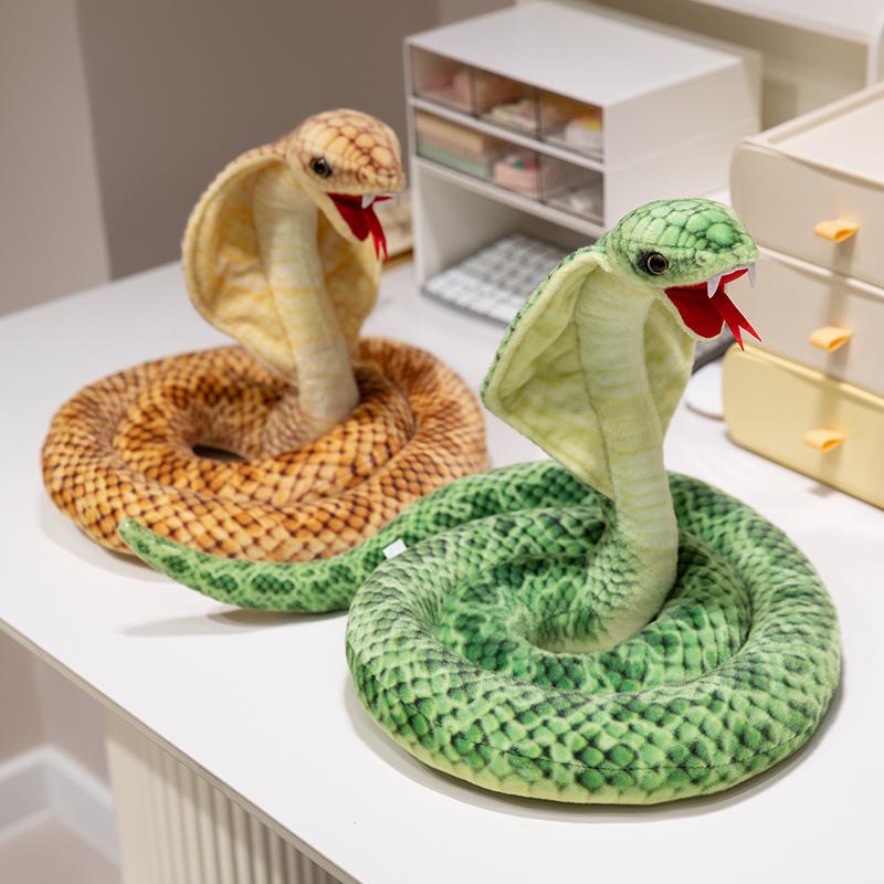 Cute Simulation Cobra Animal Stuffed Doll Cartoon Pattern Open Mouth Snake Plush Toy Home Decor For Boys Girls Birthday Gift