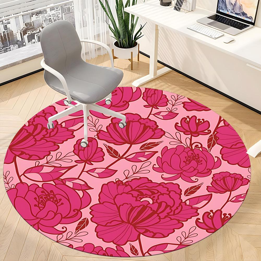 1pc Floral Pattern Chair Carpet for Office, Non slip, Soft and Durable Office Rug for Interior Decoration