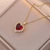 1pc Women's Elegant Red Heart Pendant Necklace, Gold Chain, Suitable For Valentine's Day, Mother's Day & Birthday  Fashion Accessories