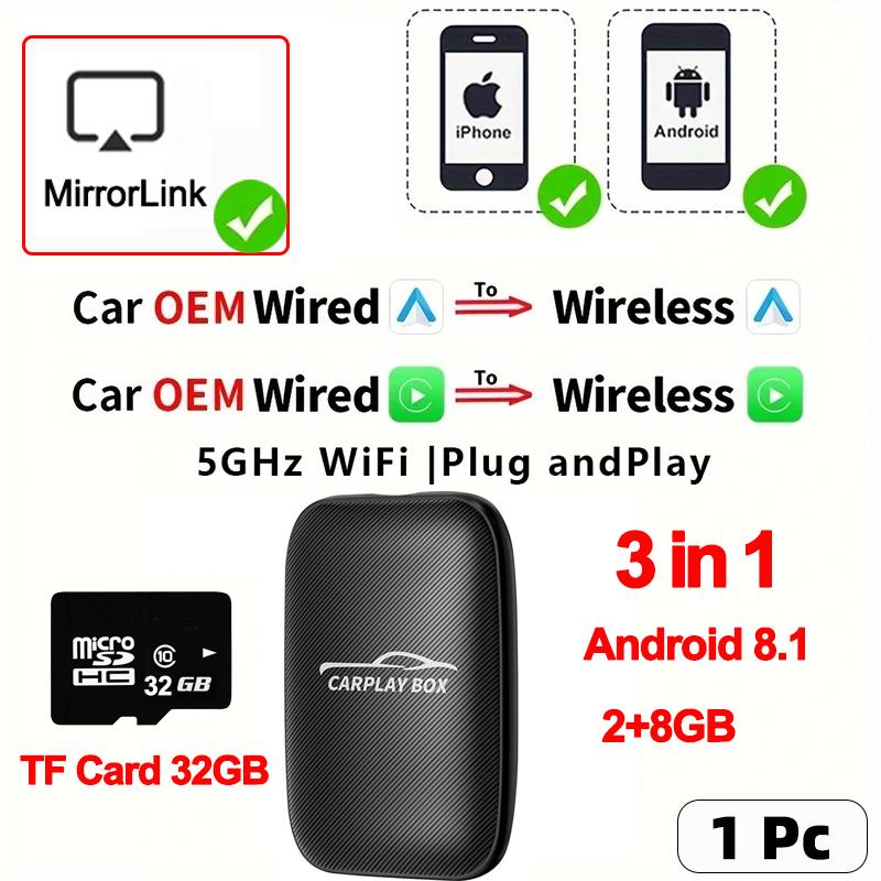 4 In 1 Carplay&Auto Wired To Wireless Android Auto Adapter Wired Android Auto Cars Smart Ai Box WiFi TF Card For Netflix Youtub