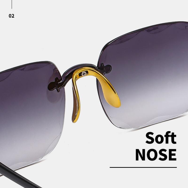 Lunettes de soleil vintage sans monture, non polarisées, verres dégradés, pour femmes, verres d'été tendance, sans monture