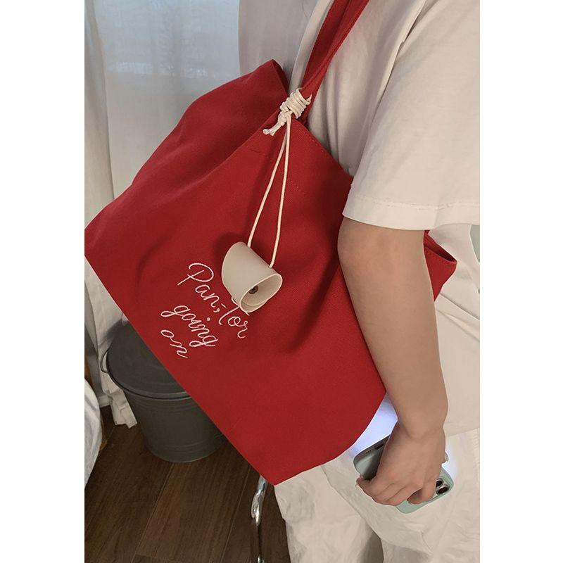 

Ckewpaion Summer Parade Tote Bag Women s Large Capacity Red Canvas Bag 2025 New Shoulder Bag Red [without ornaments]]