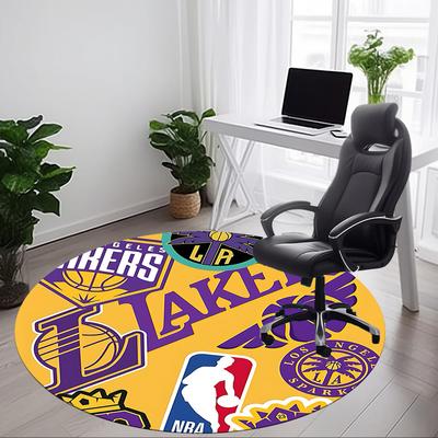 1 Stück Basketball Lakers Büro Runder Teppich, Indoor-Matte Geeignet für Büro, Schlafzimmer Wohnzimmer Heimdekoration, Zimmerdeko, Offic a0926216