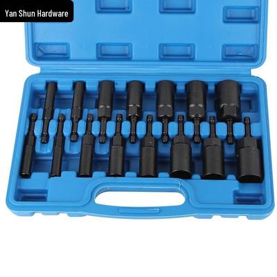 Black Deepening Sleeve Drill Socket Set 5.5-19mm Hex Bit for Electric/Air Drivers