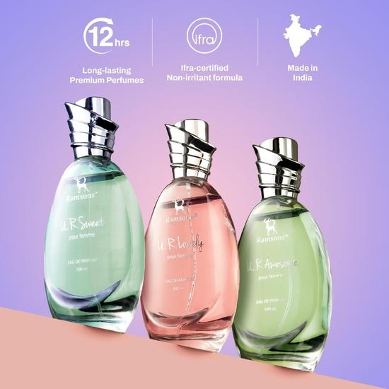 Ramsons - U R SWEET Eau De Parfum | 100 ML | TN - Pesca, Prugna, Fiori d'arancio| MN - Miele, Gelsomino, Rosa | BN - Ambra, Legnoso