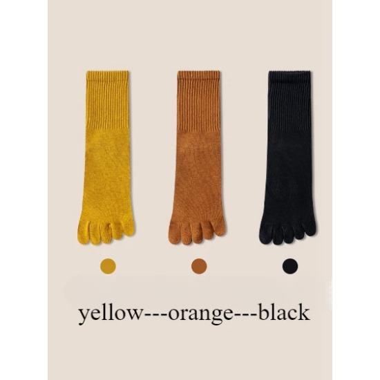 3 Pairs Five Finger Socks Women Autumn Spring Middle Tube Sports Socks with Separate Fingers High Quality Cotton Toe Socks