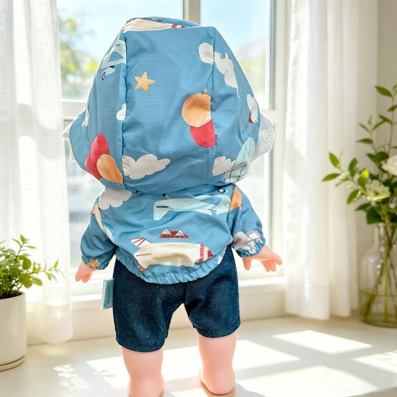 [Cloth Only] Fashion Clothes for 26cm Action Figure Doll,  Blue Hooded Windbreaker and Jeans Set.