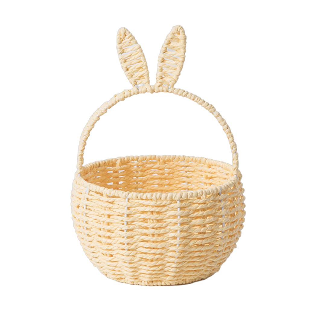 Bunnys Ears Paper Rope Woven Storage Basket Elegant Flower Basket Handwoven Snacks Holder Home Organization Solution