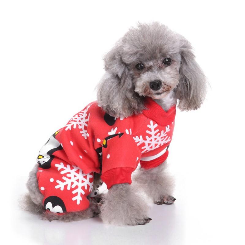 Festive Christmas Dog Outfit Small Breeds - Reindeer Snowman Penguin Themed Two-Legged Costume In Multiple Holiday Colors