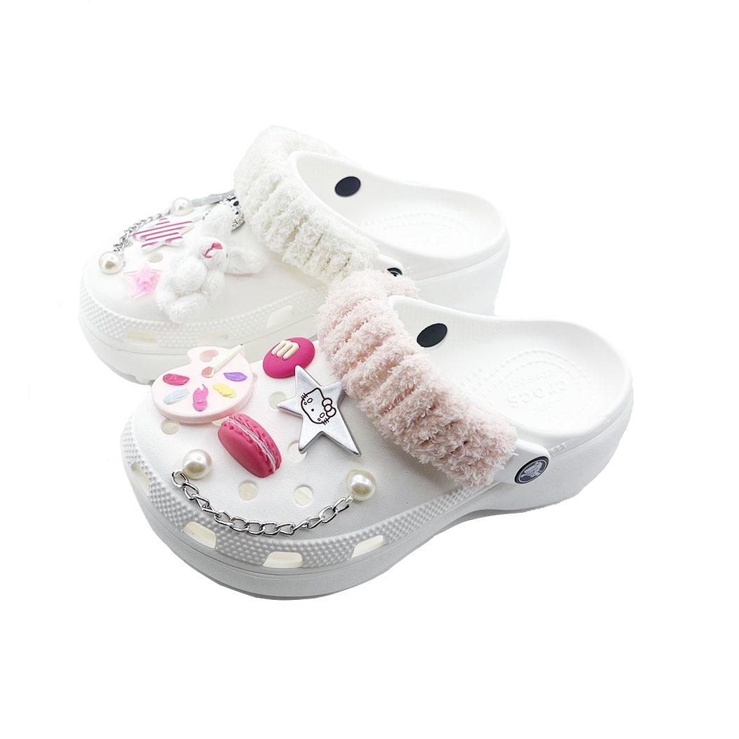 

Crocs Classic Platform Clog EVA Mandarin Duck Rabbit Candy Party Fashionable and Comfortable Hole Shoes Unisex Pink White 34-35