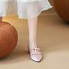 French Sweet Bow Pointed Rivets Heightening Single Shoes 2025 Spring New Niche Temperament Mary Jane Shoes Women