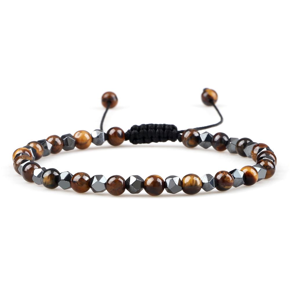Adjustable Mini Natural Stone Lava Tiger Eye Beaded Bracelets & Bangle for Women Men Chakra Beads Braided Bracelet Charm Jewelry