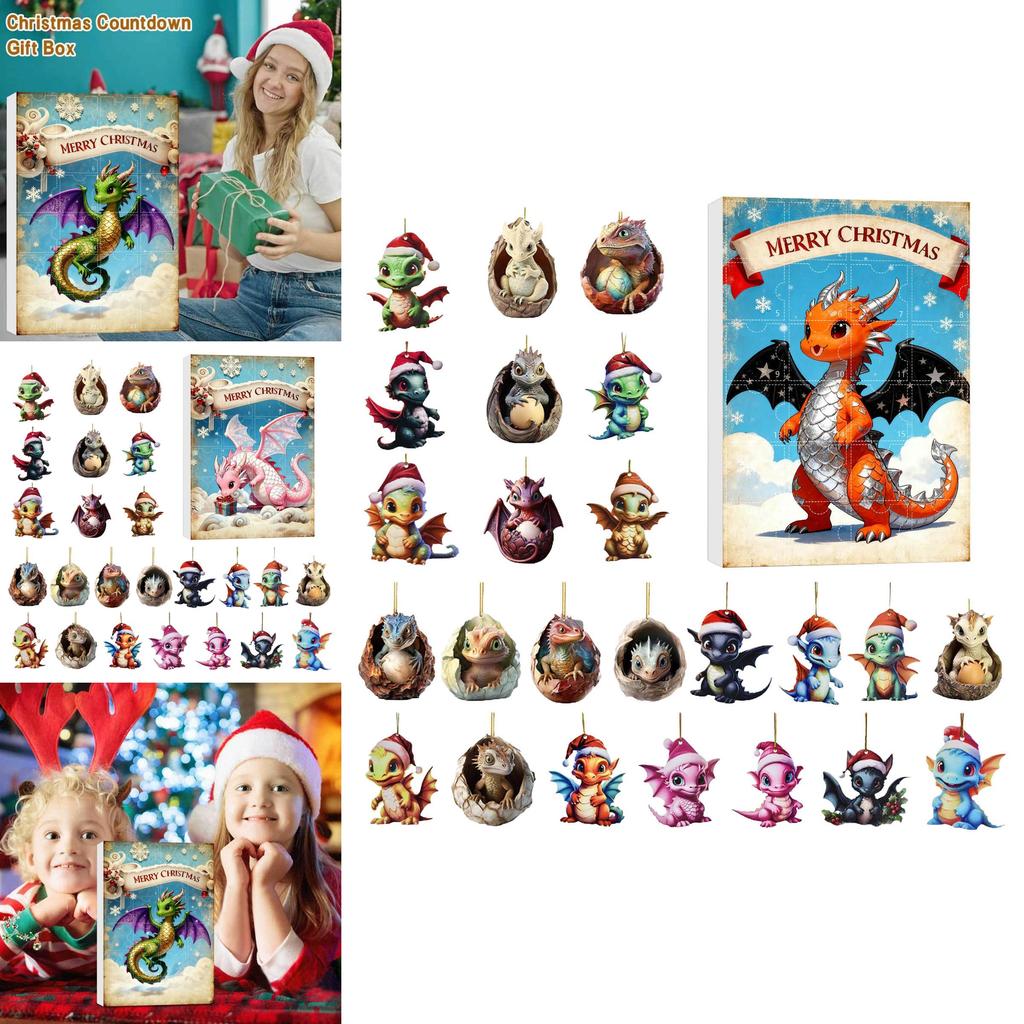 Christmas Dragon Holiday Decor Miniature Acrylic Advent Calendar Blind Box For Festive Gift Giving