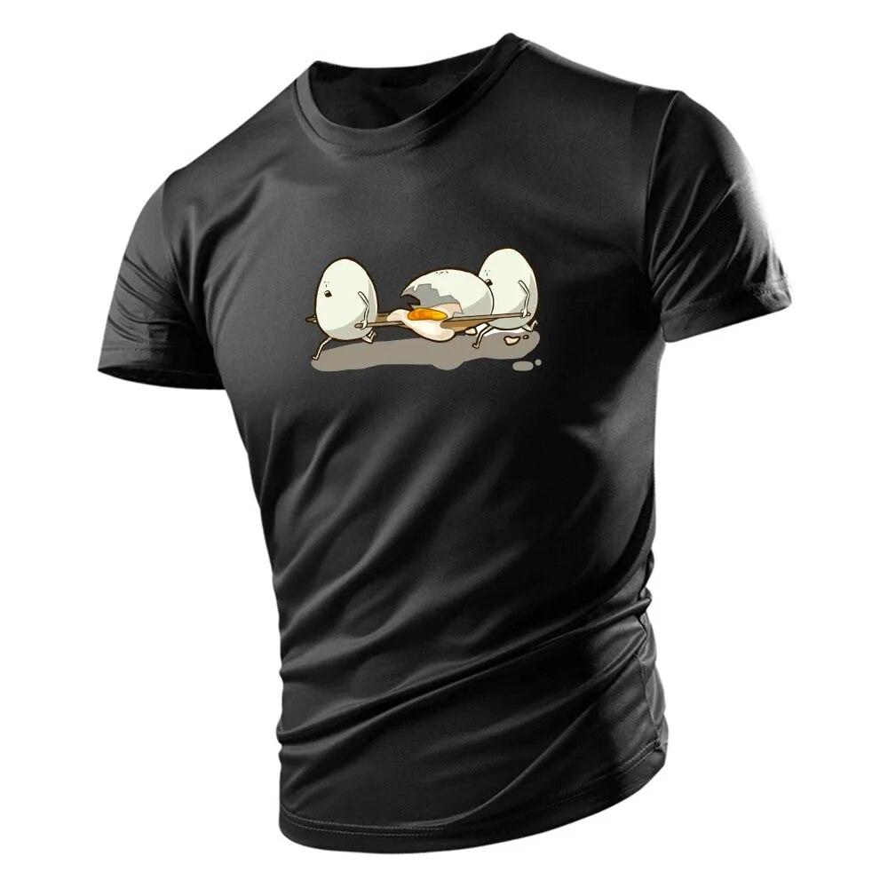 

Четыре сезона, новинка, спортивный стиль на открытом воздухе, 2d принт «Счастливое яйцо», мужская свободная футболка с круглым вырезом и коротким рукавом, дышащий топ, быстросохнущий M темно-синий