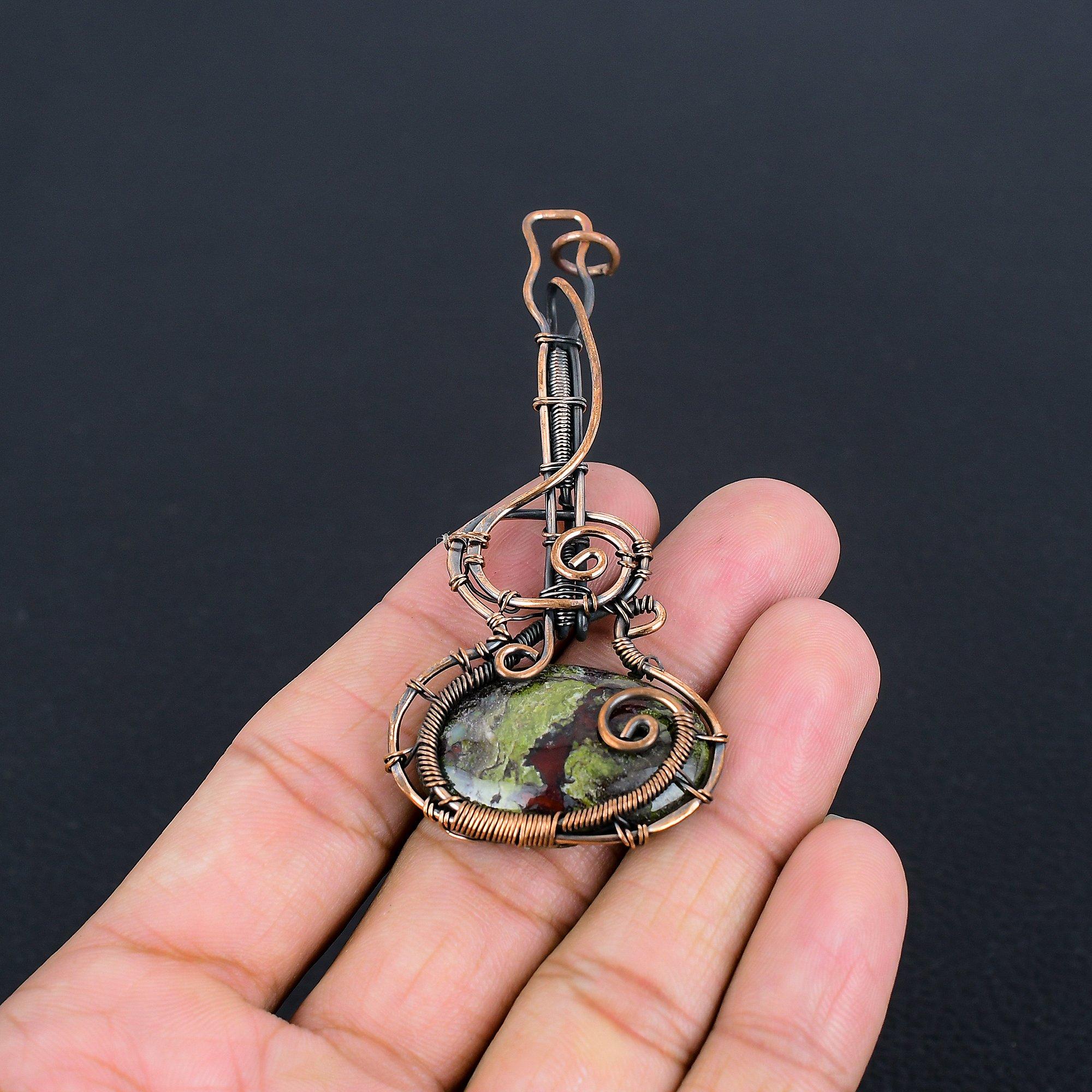 

Подвеска из яшмы Драконьей крови, обернутая медной проволокой 999 пробы, Ювелирные изделия с подвеской из драгоценного камня ручной работы, Подарки для жены, Новая подвеска