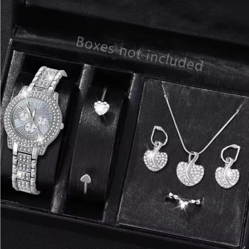 Korean Version of Women s Business Steel Belt Diamond Watch, Three-eye Quartz Watch, Women s Fashion Butterfly Bracelet Set Watch large price