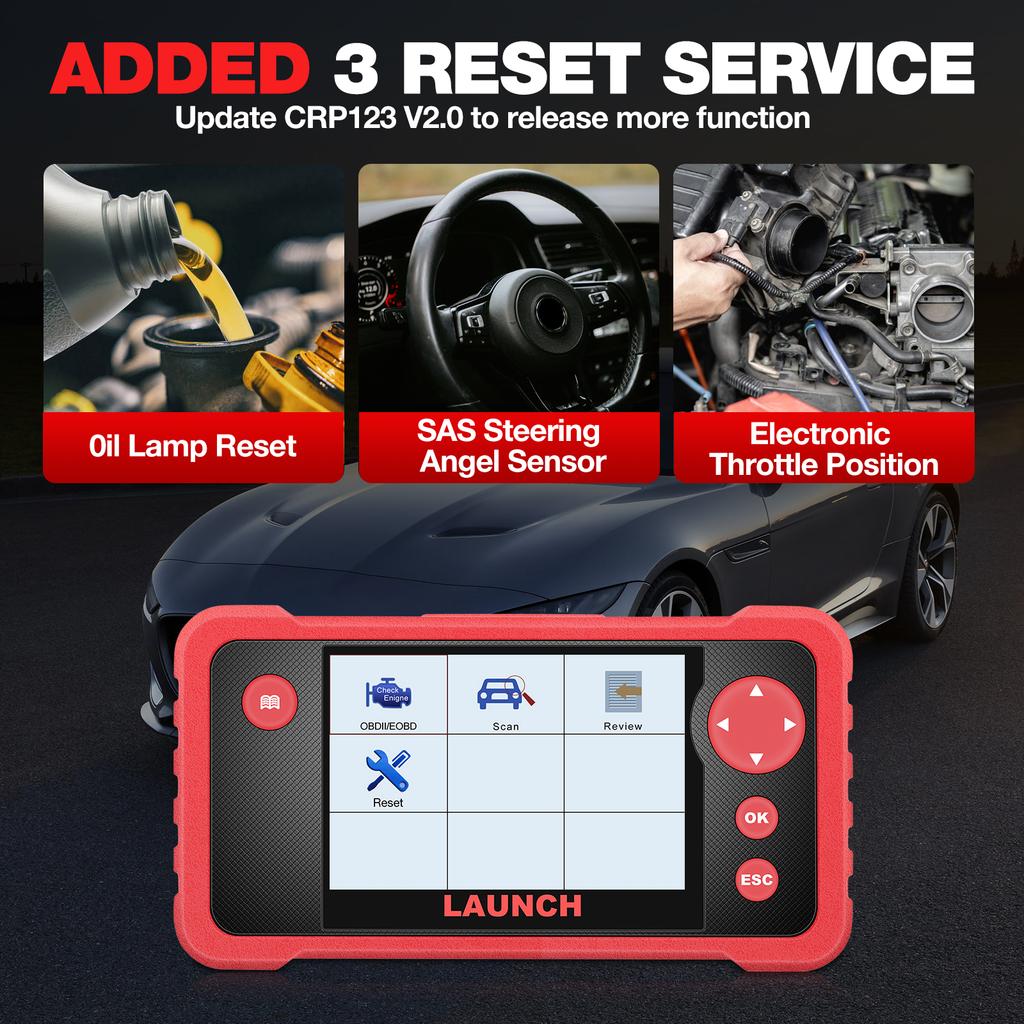 Launch creader CRP123 V2.0 Engine Transmission SRS ABS Car Diagnostic Tools Oil SAS ETC Service OBD2 Scanner Lifetim Free Update