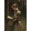 Vintage Dark Academia Medieval Knight in Wildflower Meadow Fantasy Sword Poster Canvas Painting Wall Art Pictures Home