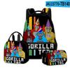 Mode Nieuwigheid Mode Cool Gorilla tag 3D Geprint 3 stuks/Set Student Schooltassen Laptop Dagrugzak Rugzak Lunchtas Etui