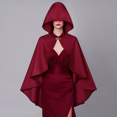 Płaszcz Halloweenowy w stylu retro z kapturem, dopasowany, z metalową klamrą dekoracyjną, szal do odgrywania ról, wszechstronny dodatek kostiumowy