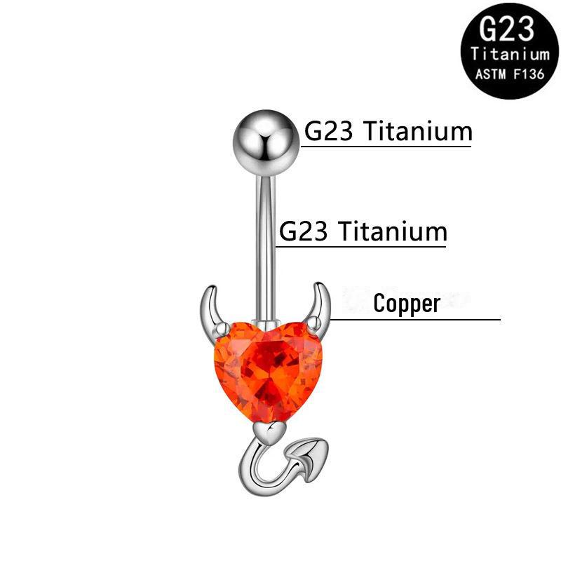 European & American Style G23 Titanium Zircon Devil Belly Button Ring, 14G Body Piercing Jewelry