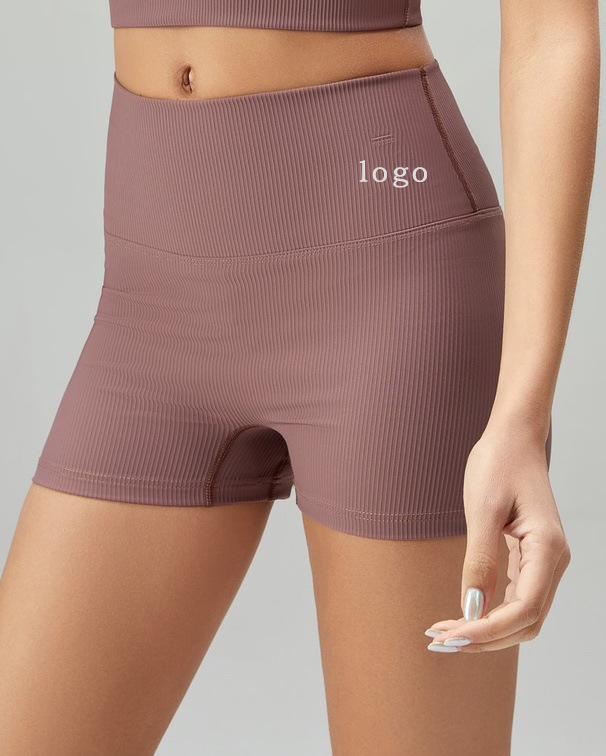 

Бесшовные трикотажные шорты для йоги с рубчиком и высокой талией - Эластичная спортивная одежда для повседневной носки Small