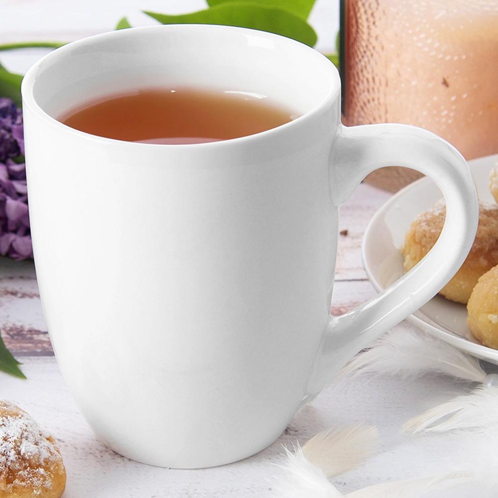 White Porcelain Mug for Drinking Coffee, Tea, Herbs, Beverages, Large 300 ml